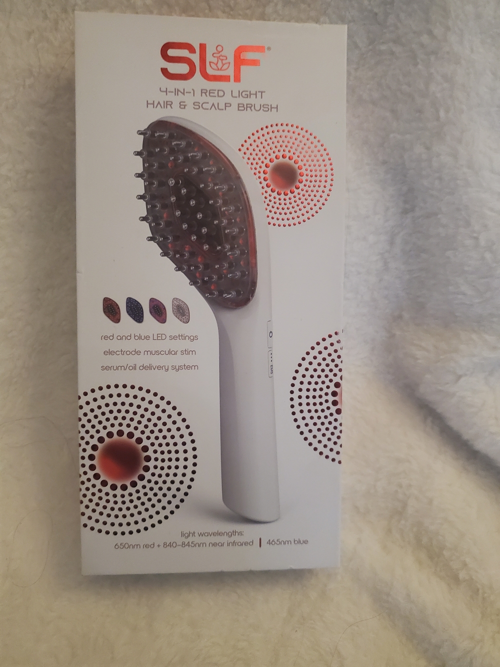 SUF 4-in-1 Red Light Hair & Scalp Brush - White with Red Accents